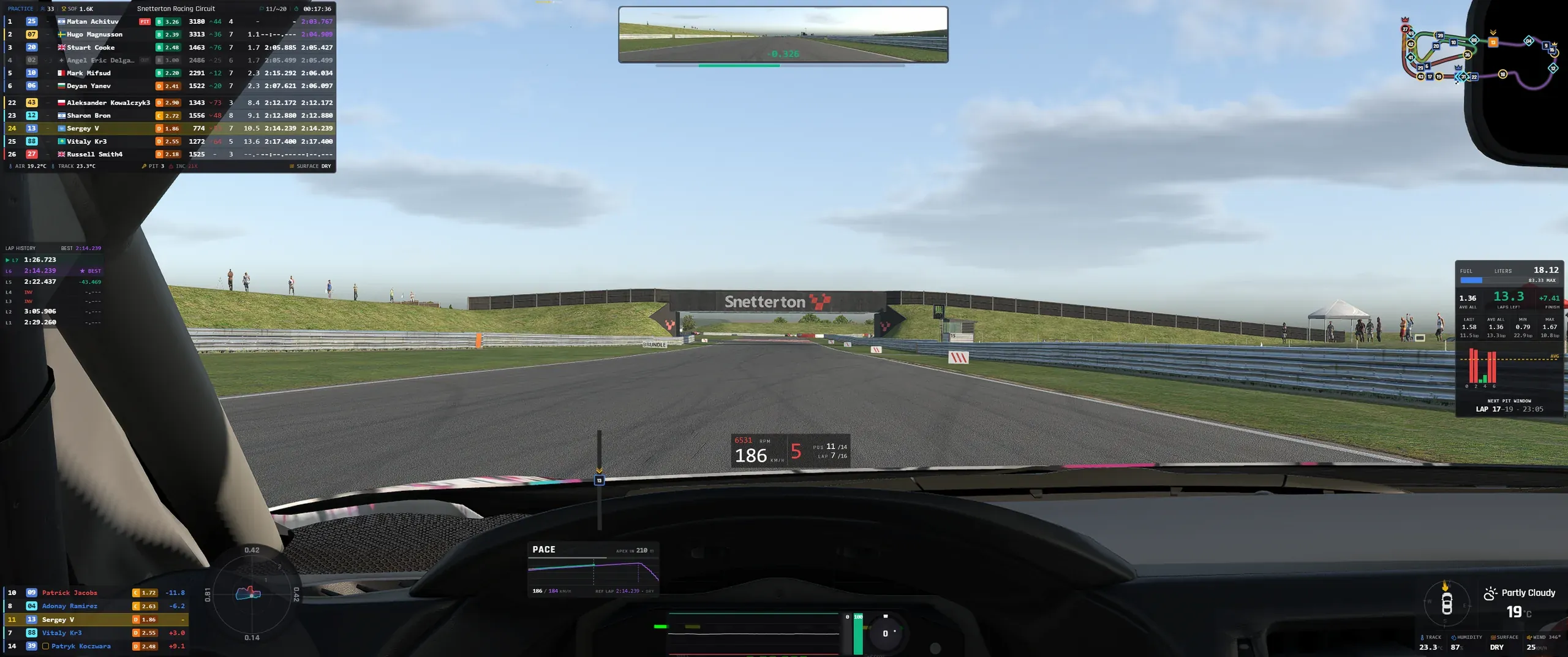 The practice layout on screen