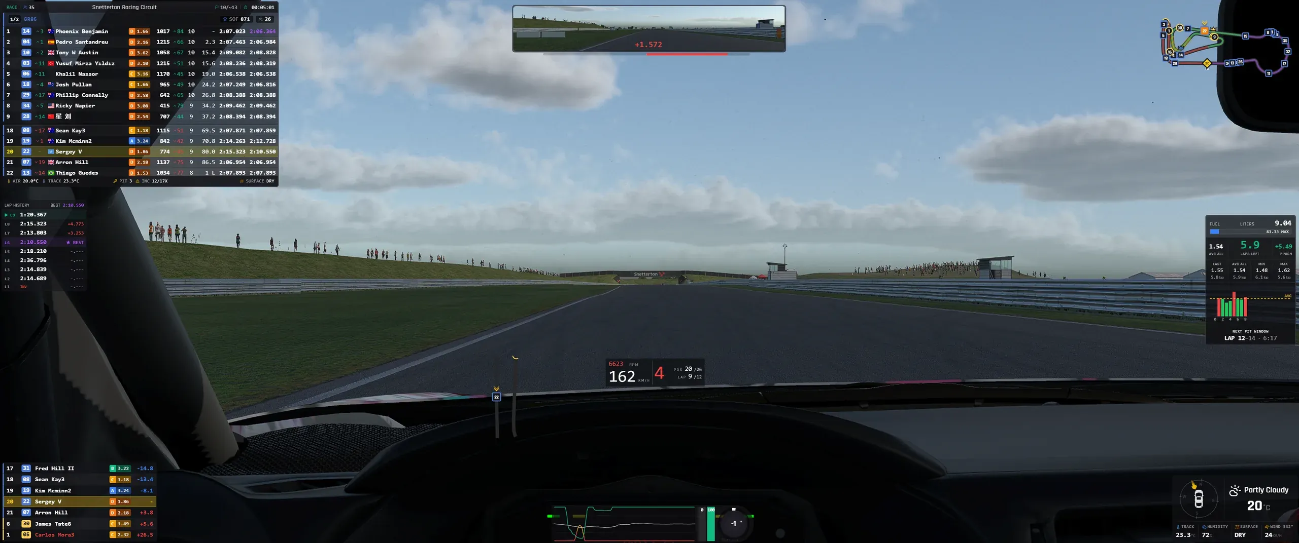 The race layout on screen